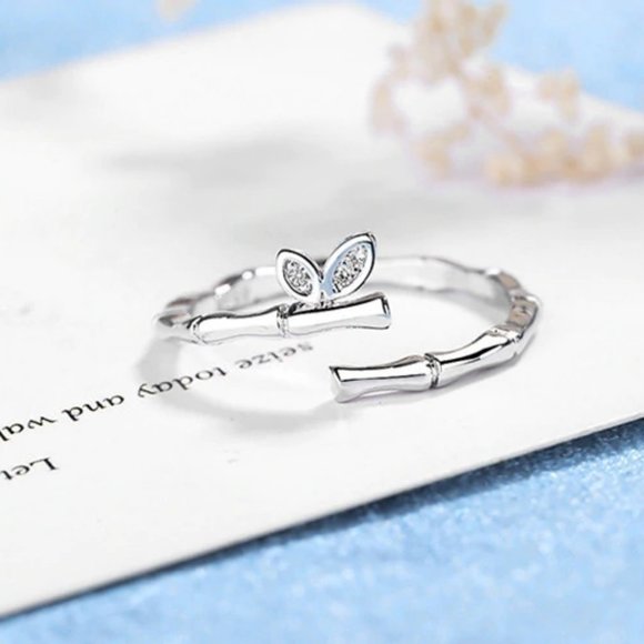 Sterling Silver Diamond Butterfly Adjustable Ring - Picture 6 of 8